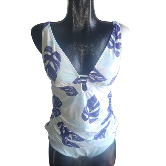 La Vie En Rose Blue And White Tankini Swimsuit L - Picture 1 of 4